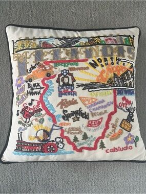 Illinois Catstudio hand-embroidered pillow 18” x 18”